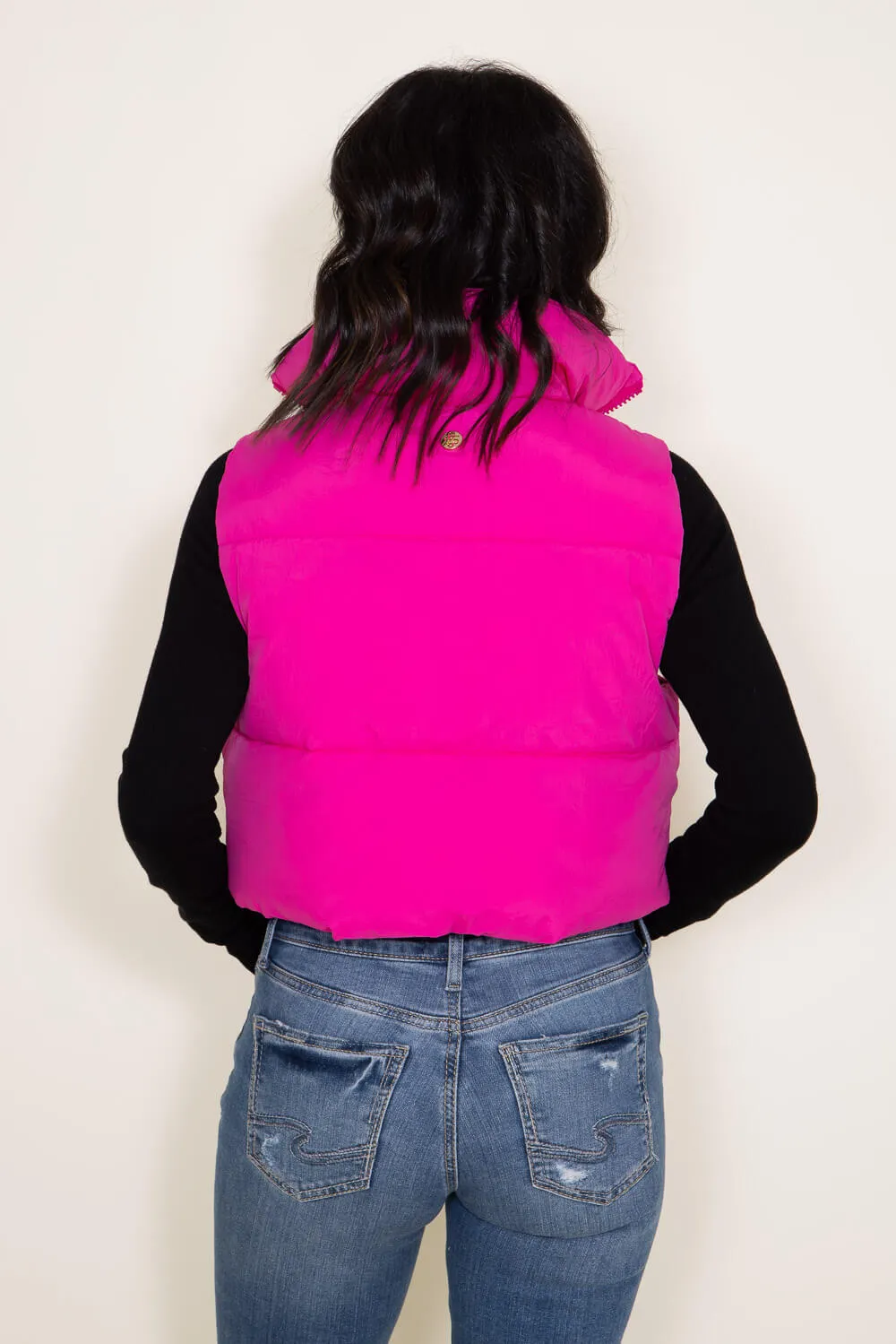 Simply Southern Cropped Puffer Vest for Women in Pink | PP-0223-PUFFY-VEST-FUCHSIA