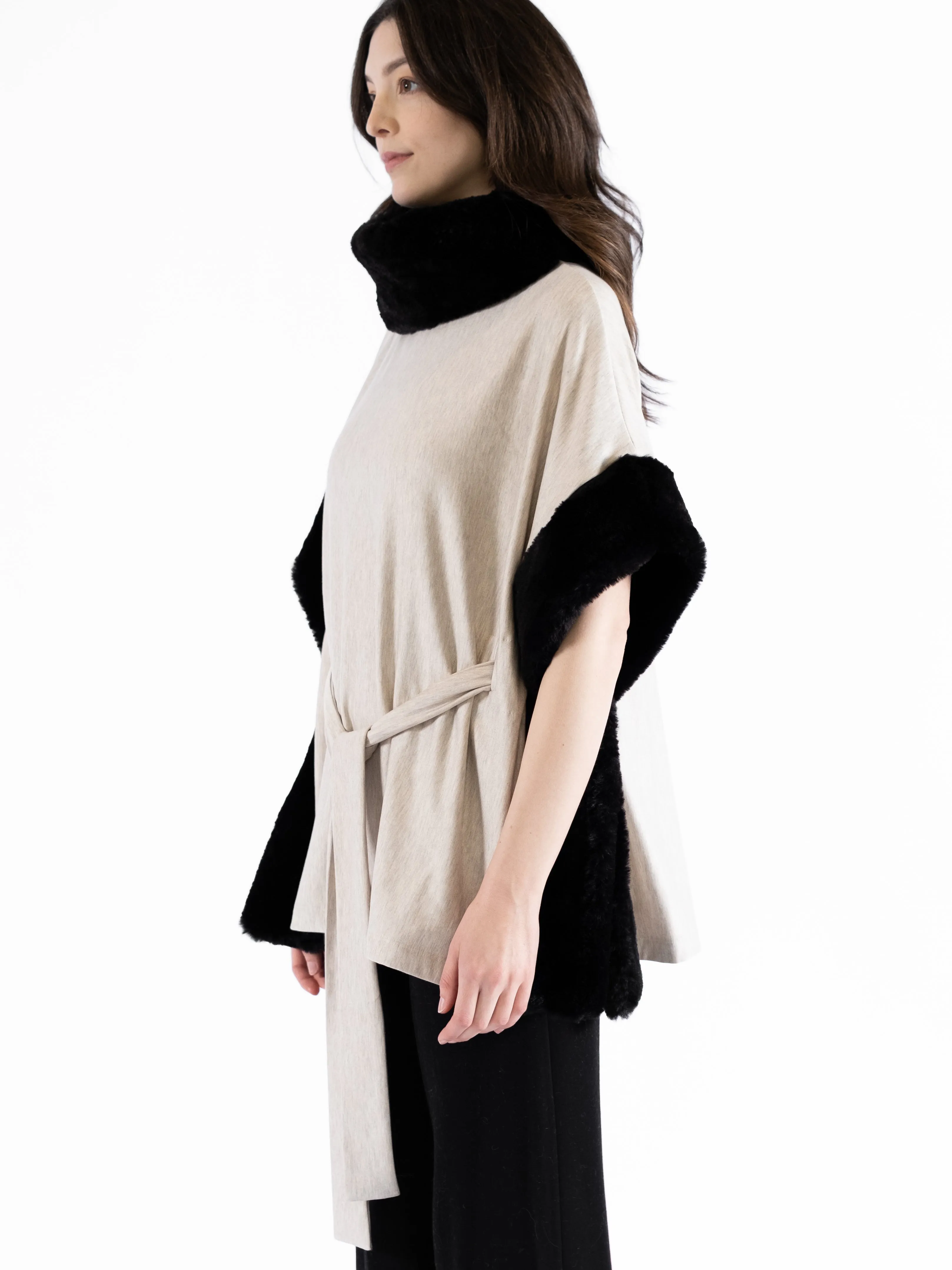 Skyler Belted Cowlneck Poncho