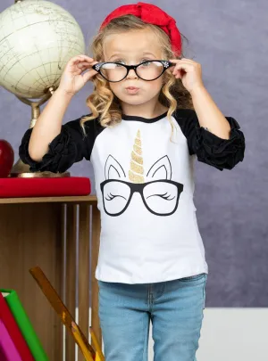 Smart Unicorn Ruffle Raglan Top
