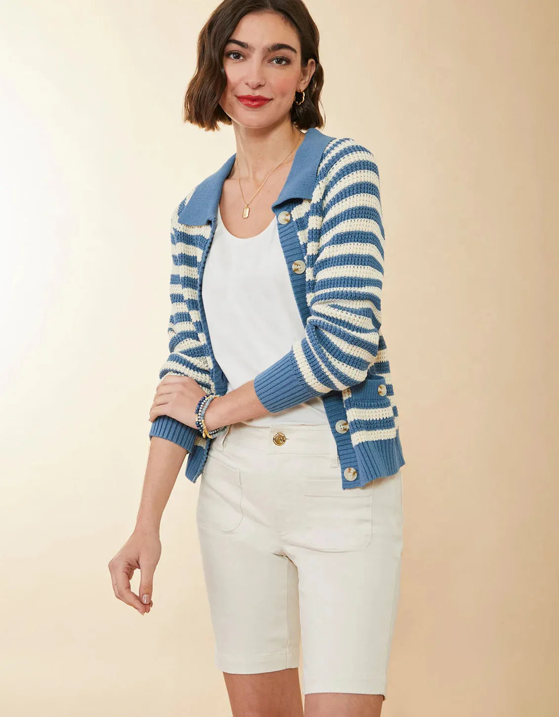 Spartina 449 Lydie Cardigan Bluestone Stripe