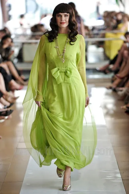 Spectacular Cruise 2011 Christian Dior by John Galliano Pale Seafoam Silk Chiffon Embellished Caftan Dress
