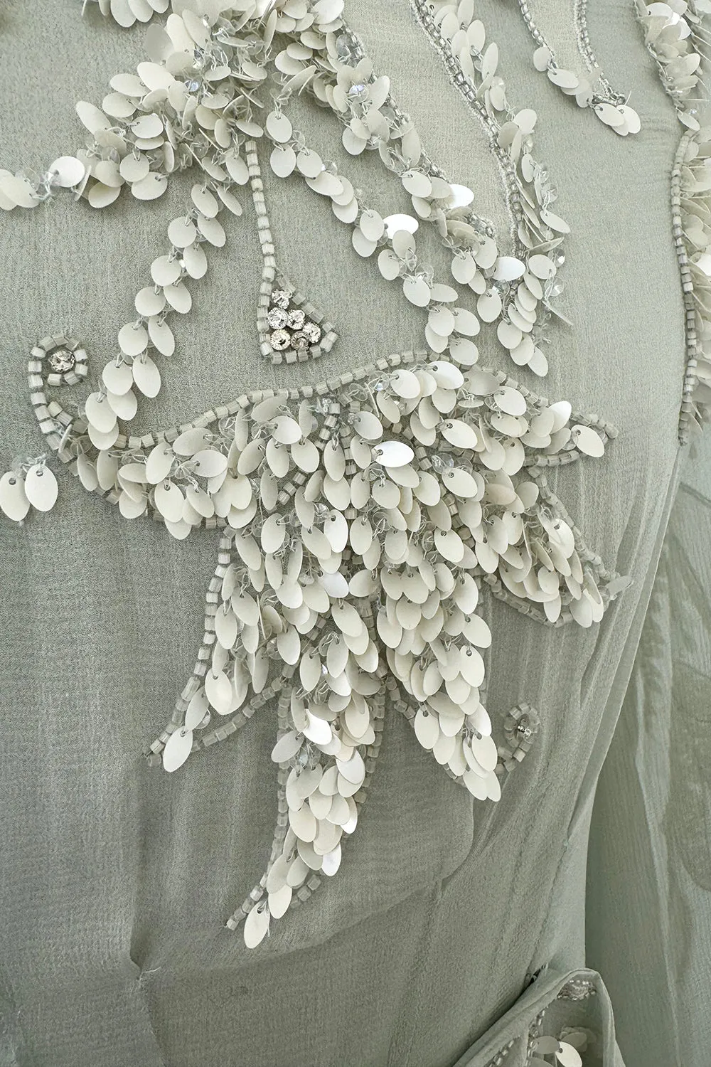 Spectacular Cruise 2011 Christian Dior by John Galliano Pale Seafoam Silk Chiffon Embellished Caftan Dress