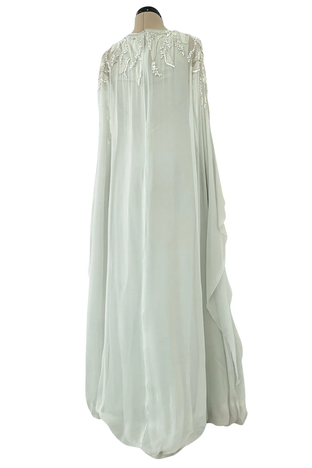 Spectacular Cruise 2011 Christian Dior by John Galliano Pale Seafoam Silk Chiffon Embellished Caftan Dress