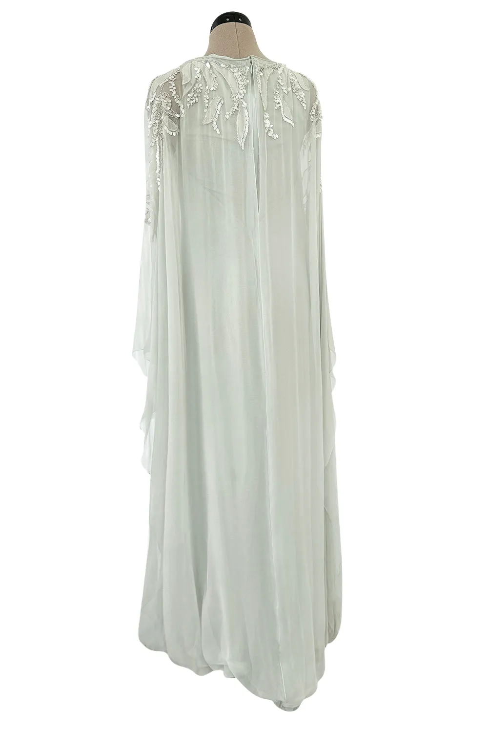 Spectacular Cruise 2011 Christian Dior by John Galliano Pale Seafoam Silk Chiffon Embellished Caftan Dress