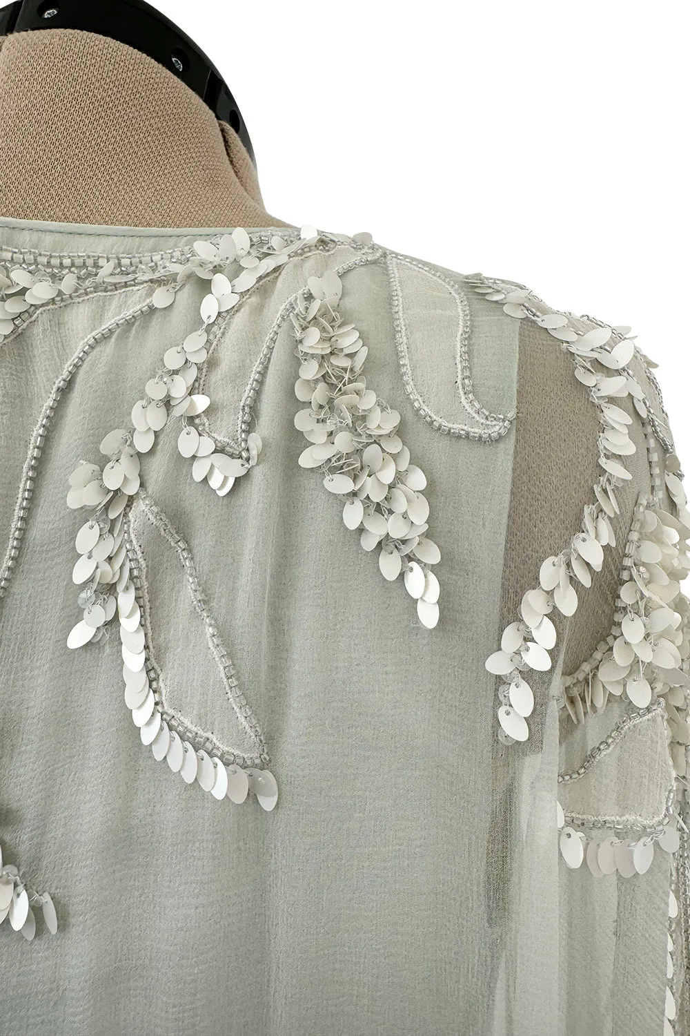 Spectacular Cruise 2011 Christian Dior by John Galliano Pale Seafoam Silk Chiffon Embellished Caftan Dress