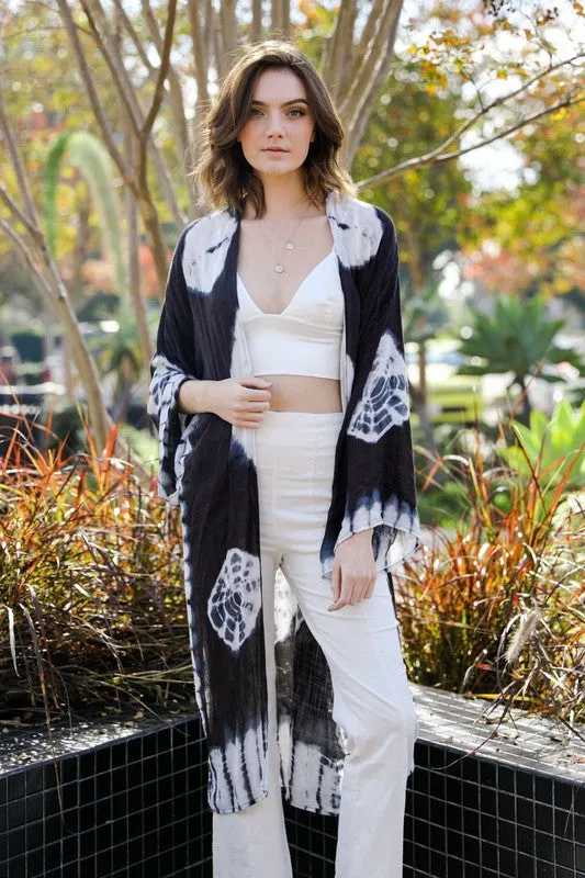 SPELLS TIE DYE KIMONO BLACK