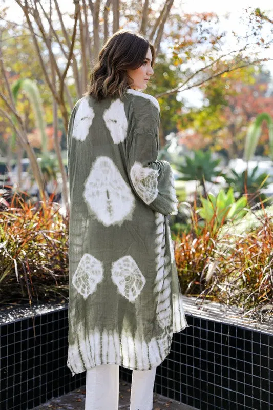 SPELLS TIE DYE KIMONO OLIVE