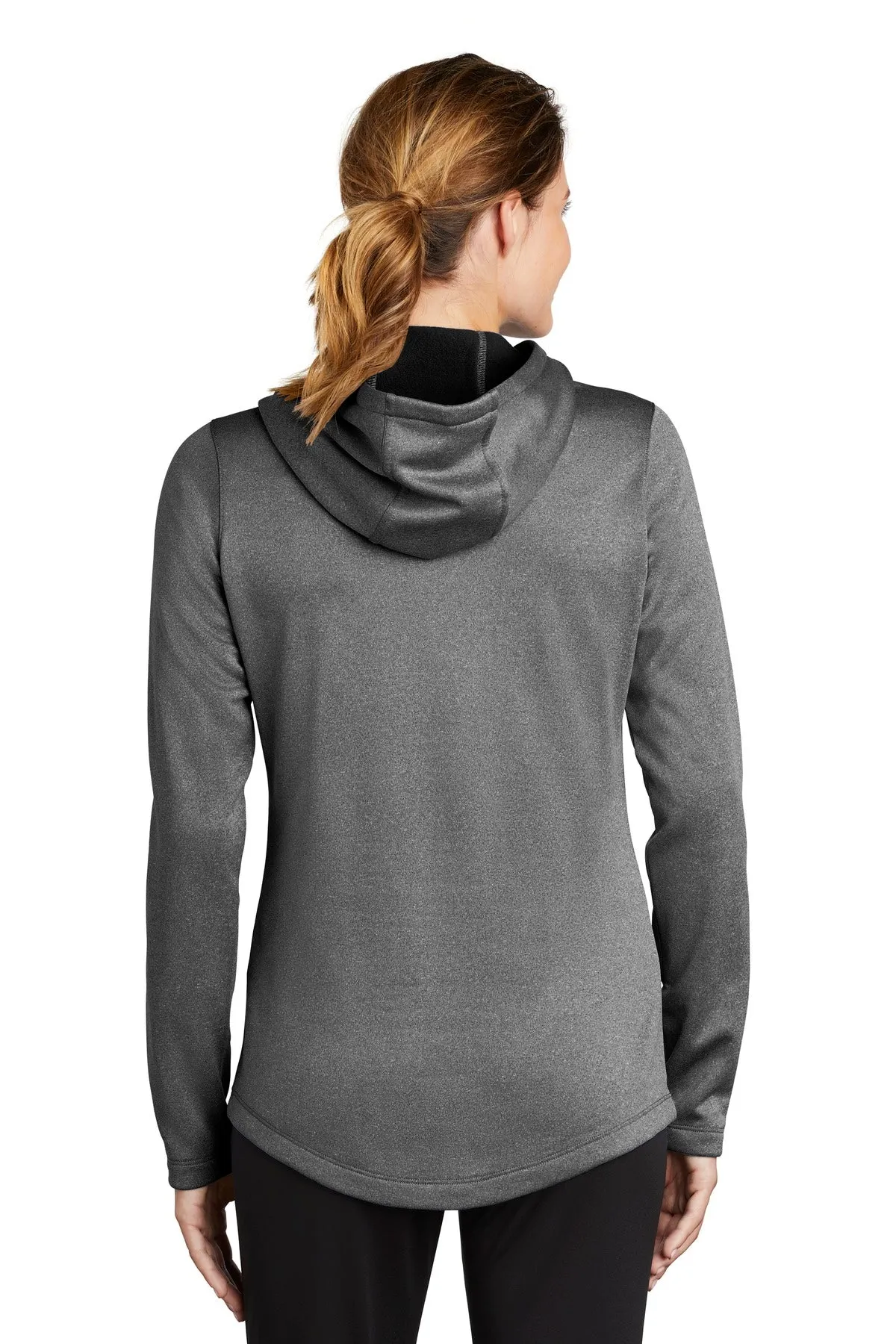 Sport-Tek  Women's PosiCharge  Sport-Wick  Heather Fleece Hooded Pullover. LST264 Black Heather
