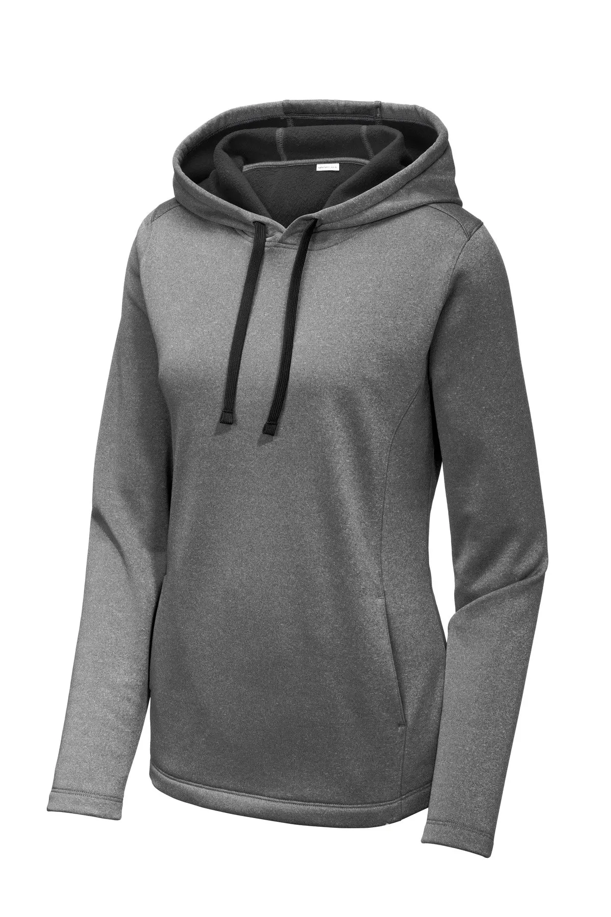Sport-Tek  Women's PosiCharge  Sport-Wick  Heather Fleece Hooded Pullover. LST264 Black Heather