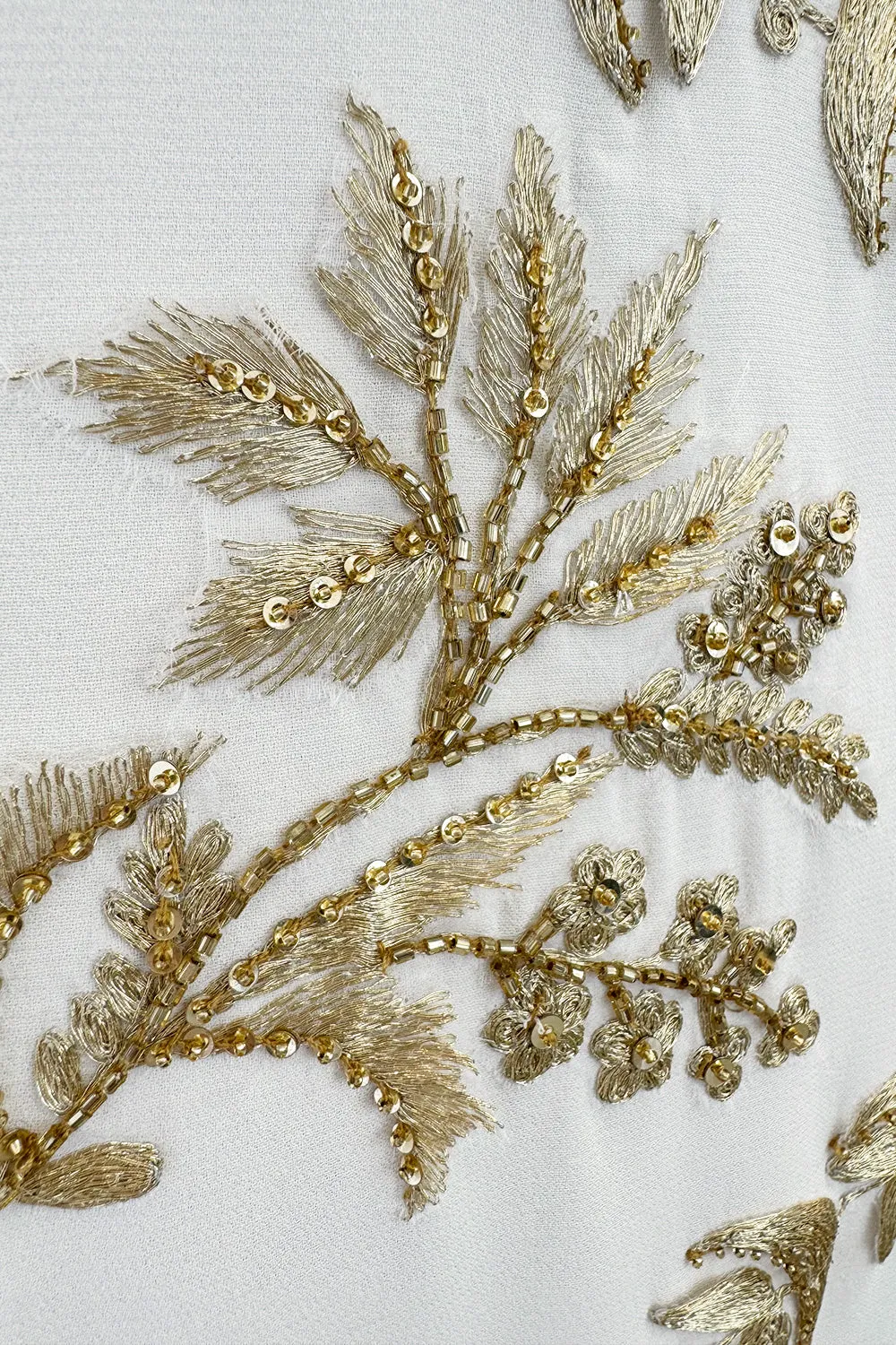 Spring 2019 Oscar de la Renta by Laura Kim & Fernando Garcia Gold Embellished Ivory Caftan Dress