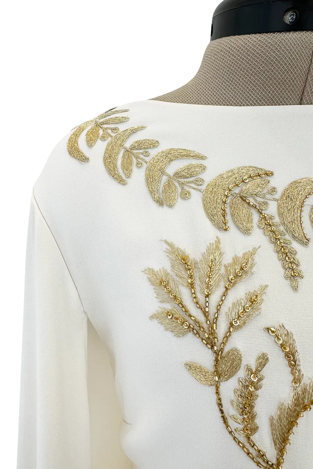 Spring 2019 Oscar de la Renta by Laura Kim & Fernando Garcia Gold Embellished Ivory Caftan Dress
