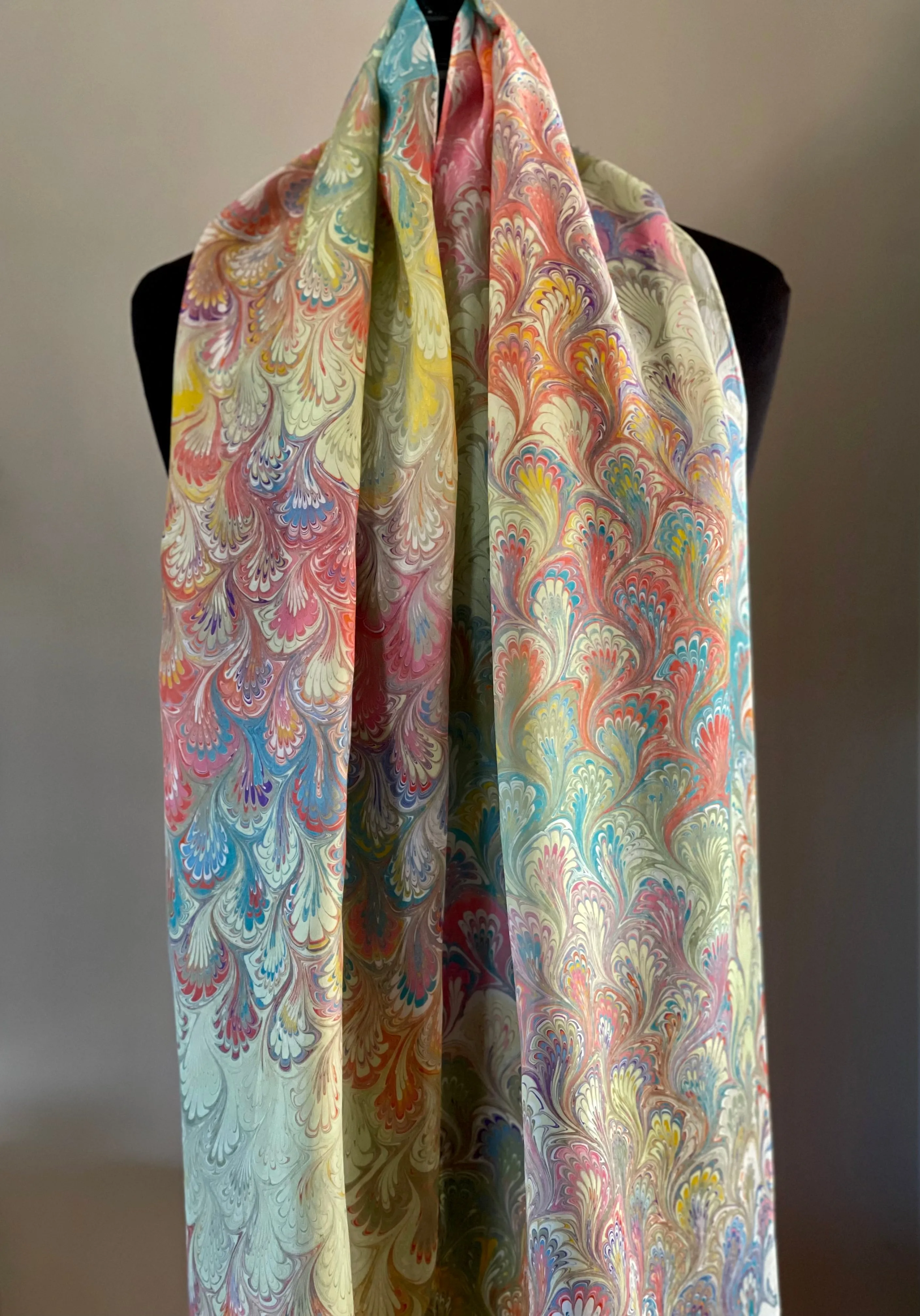 Spring multi colored bouquet  Patterned Habotai Silk
