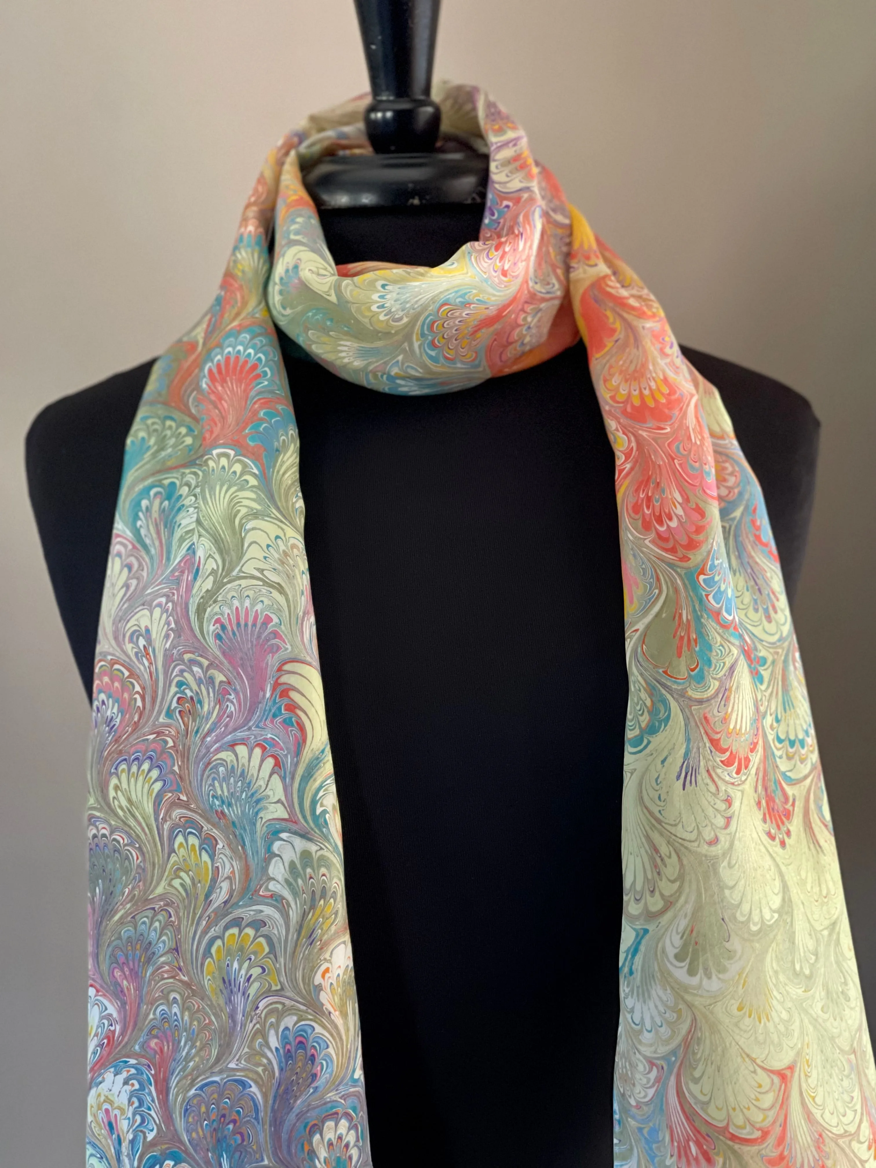 Spring multi colored bouquet  Patterned Habotai Silk