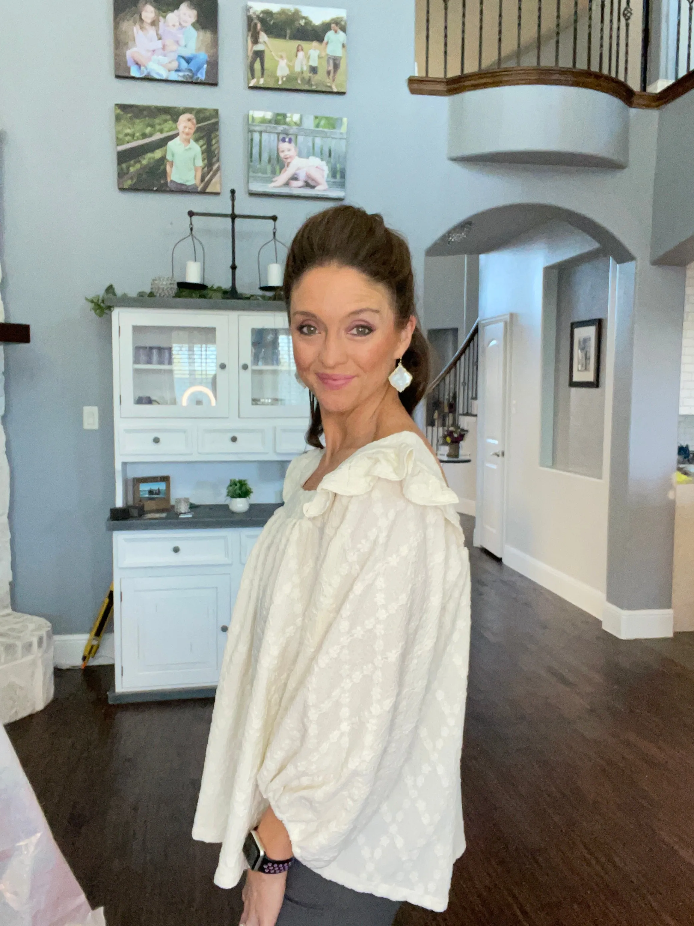 Square Neck Dolman Sleeve Blouse in Ivory