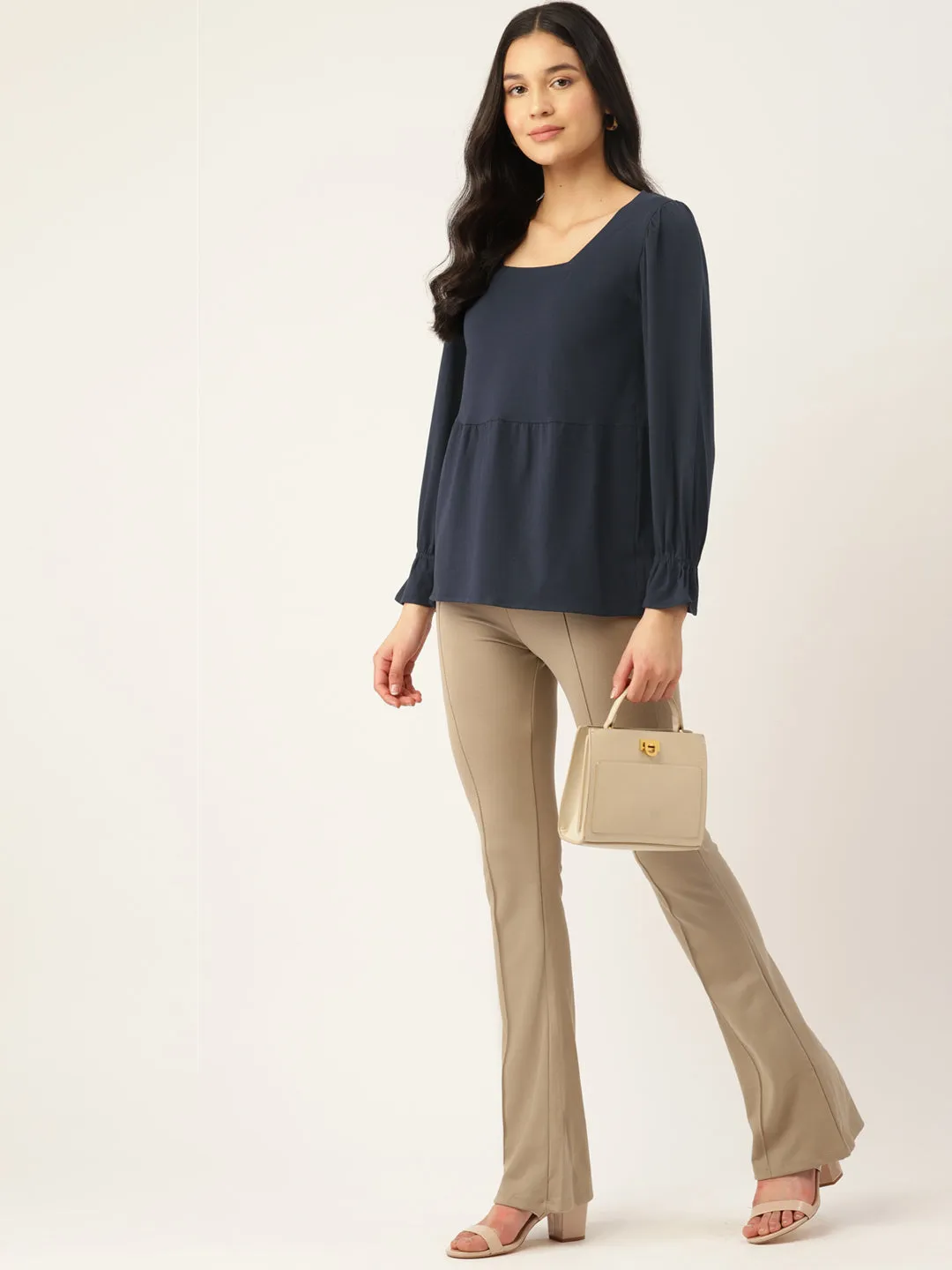 SQUARE NECK RUFFLED SLEEVE