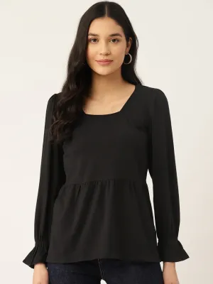 SQUARE NECK RUFFLED SLEEVE