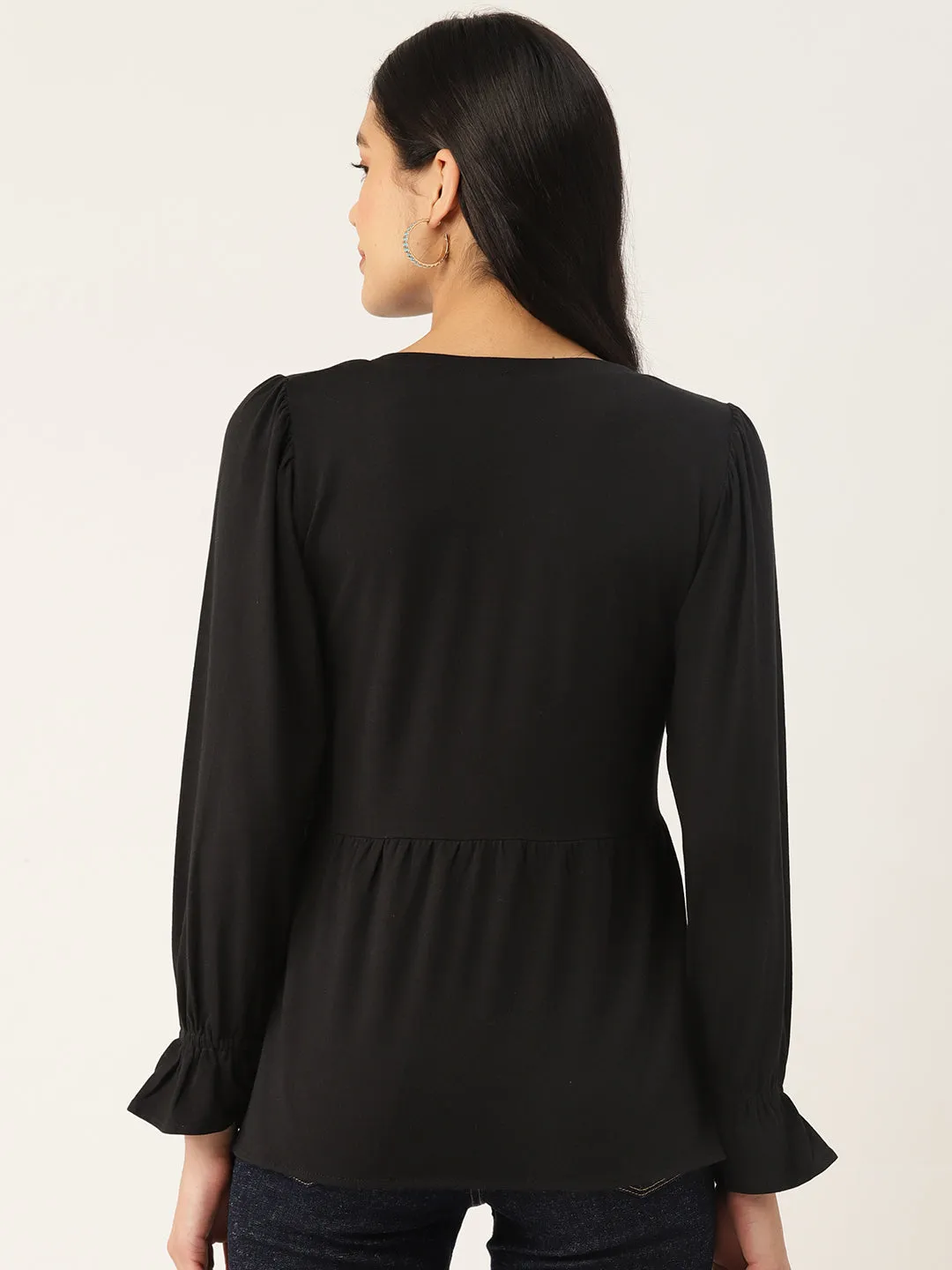 SQUARE NECK RUFFLED SLEEVE
