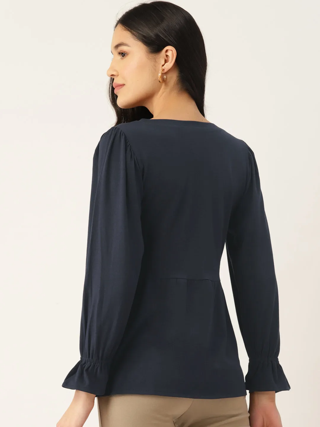 SQUARE NECK RUFFLED SLEEVE