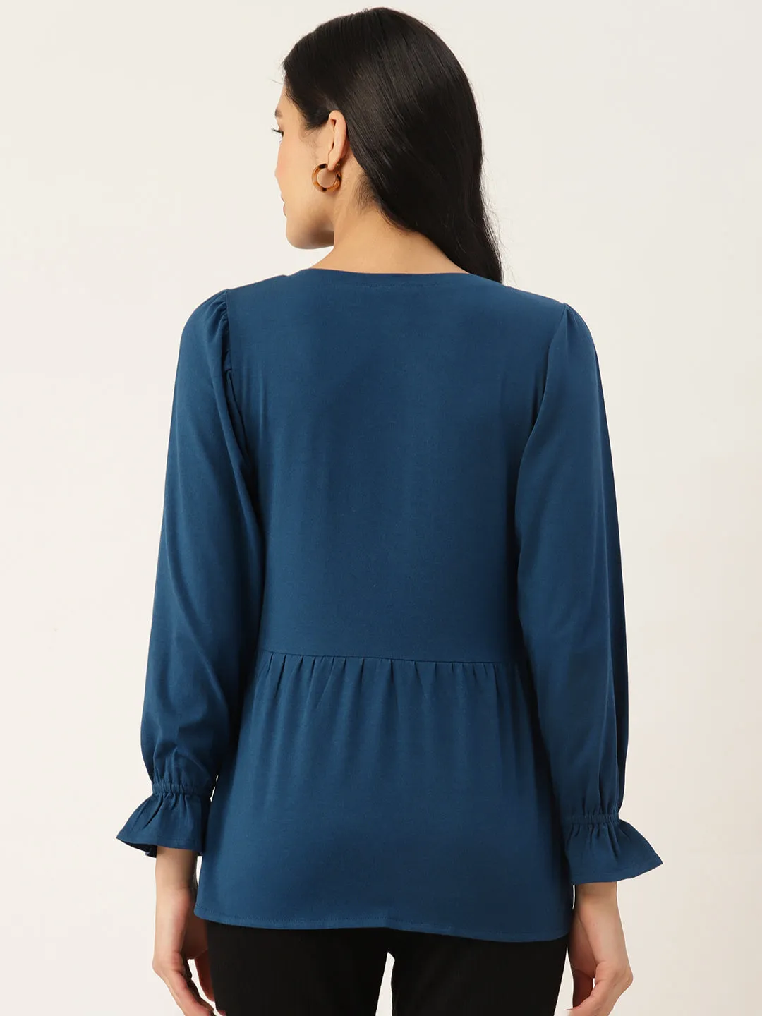 SQUARE NECK RUFFLED SLEEVE