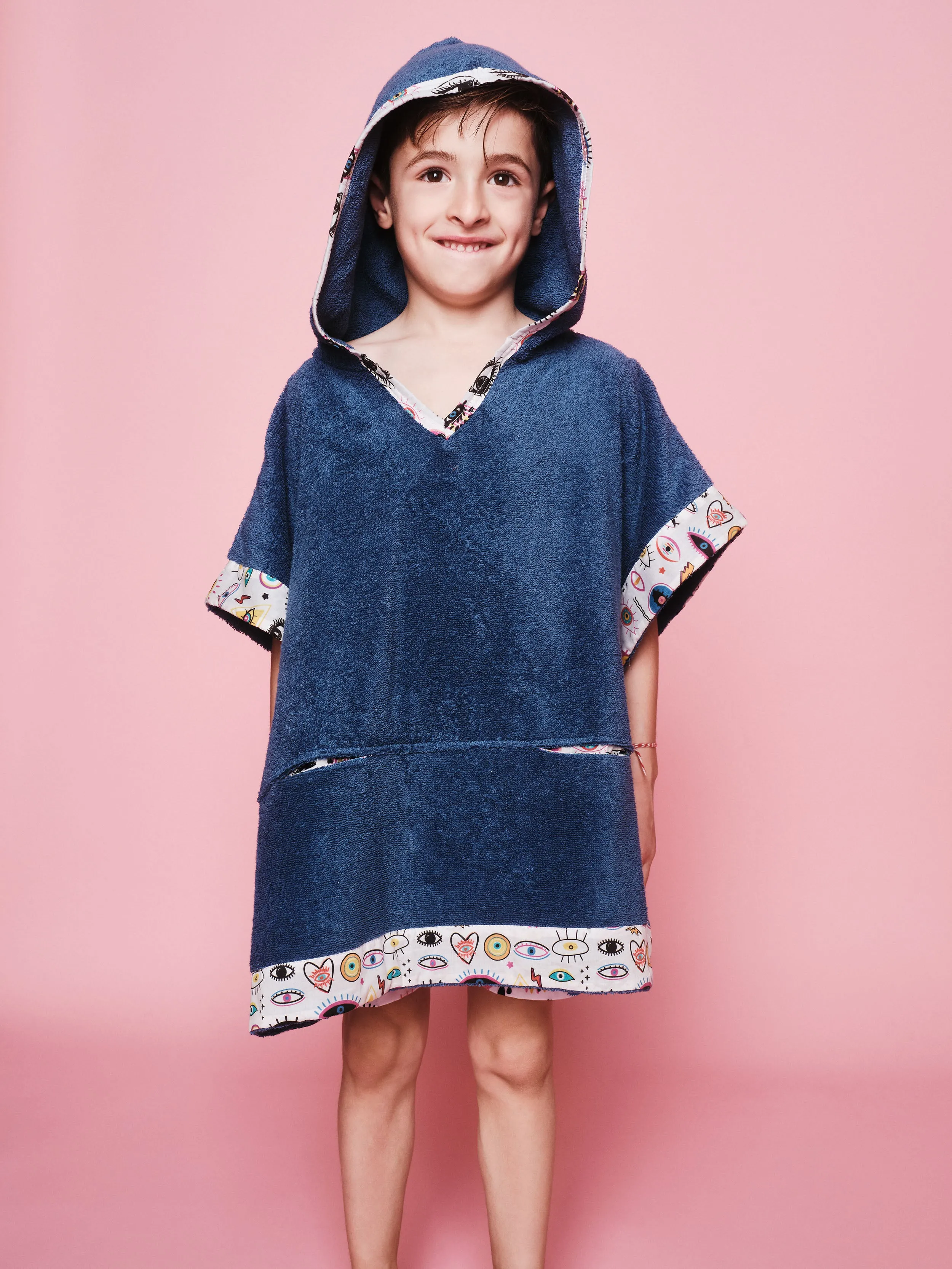 Starry Eyes Rough Blue | Kids' Poncho