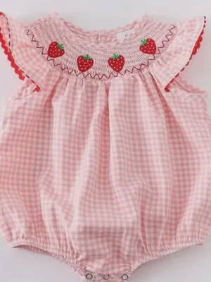 Strawberry Smocked Bubble: Pale Pink Mix