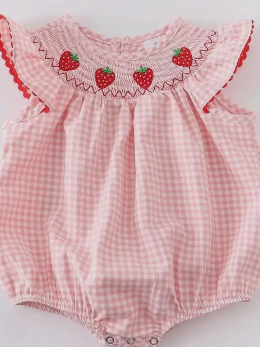 Strawberry Smocked Bubble: Pale Pink Mix