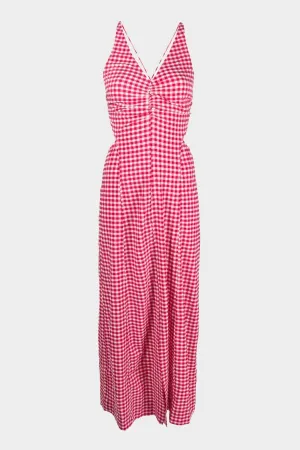 Stretch Seersucker Maxi Dress in Love Potion