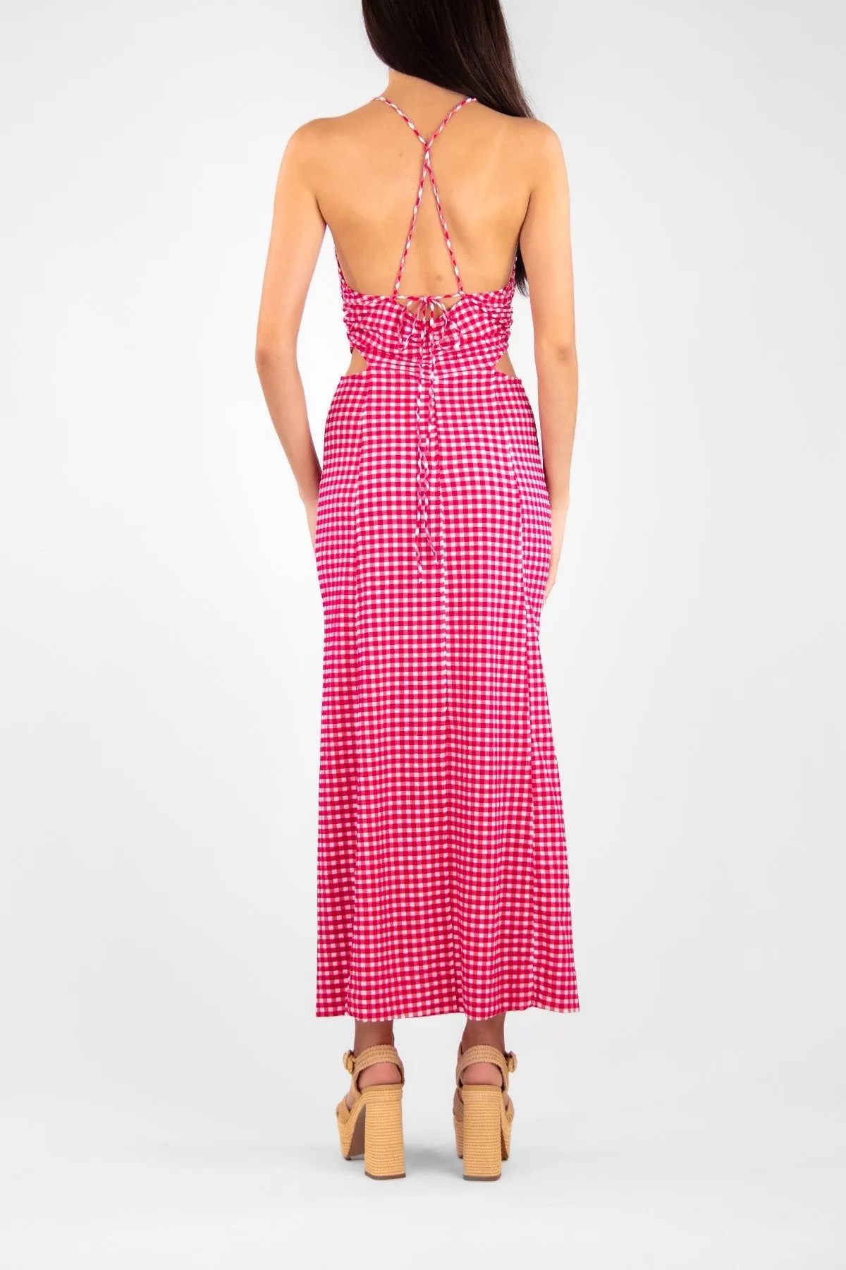 Stretch Seersucker Maxi Dress in Love Potion