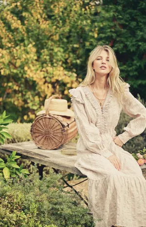 Striped Eyelet Ruffled Tiered Dress