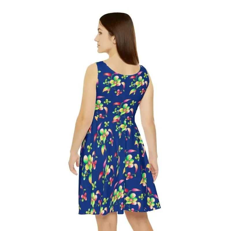 Stunning Womens Skater Dress with Large Flowers