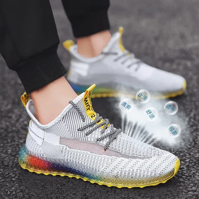 Summer 4D Print Flying Weave Men's Shoes lightweight walking sneakers Color Fruit Frozen Bottom Shoes Breathable zapatillas