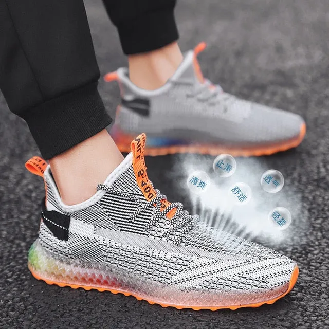 Summer 4D Print Flying Weave Men's Shoes lightweight walking sneakers Color Fruit Frozen Bottom Shoes Breathable zapatillas