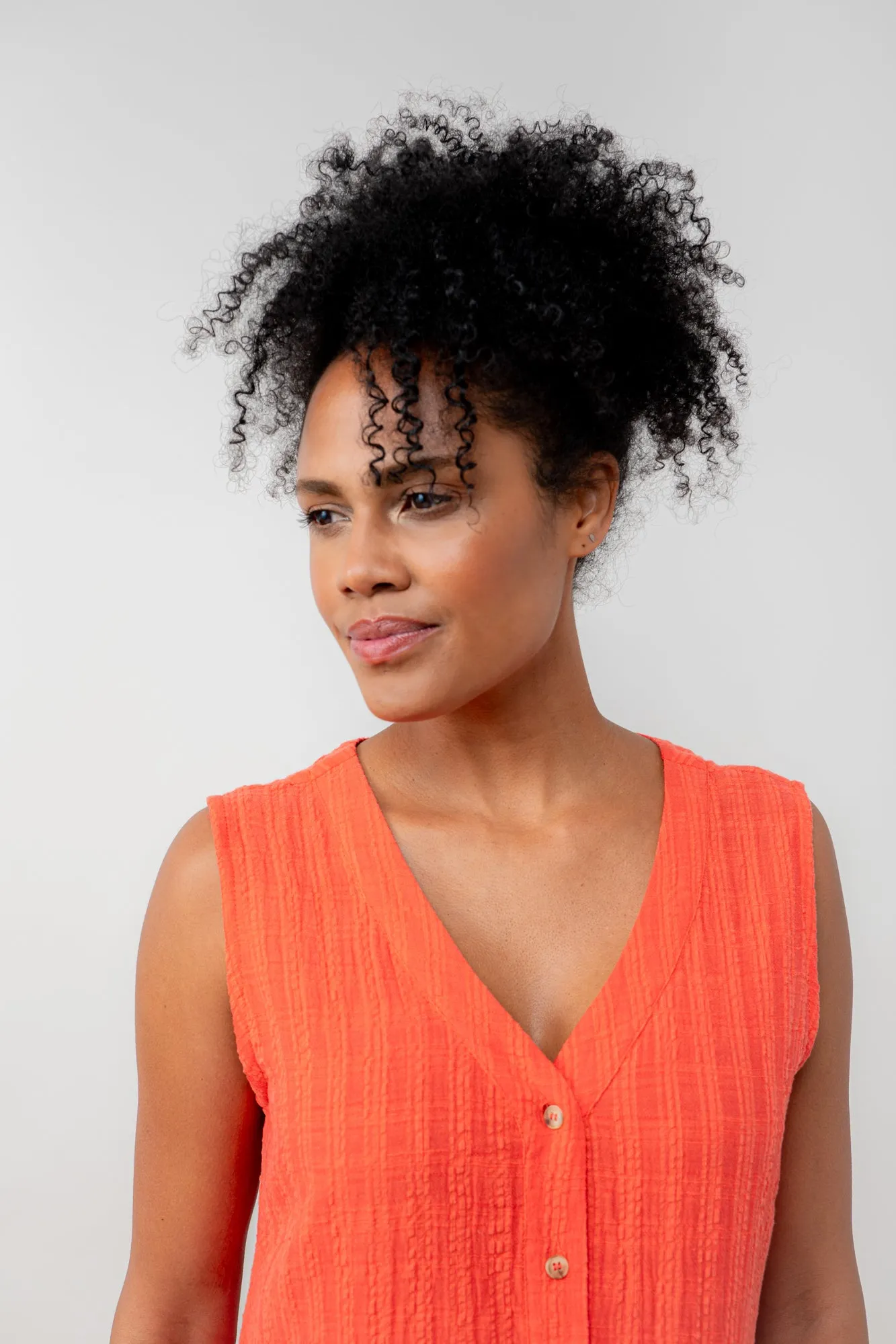 Sundown Cerise Textured Seersucker Midi Dress
