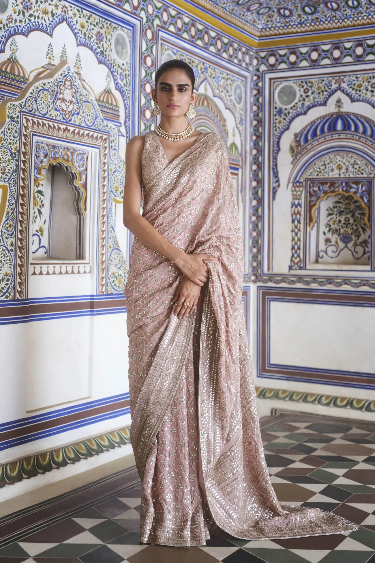 Tajanae Gota Patti Saree - Blush