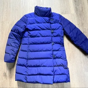 Talbots mid length puffer down jacket coat Royal Blue
