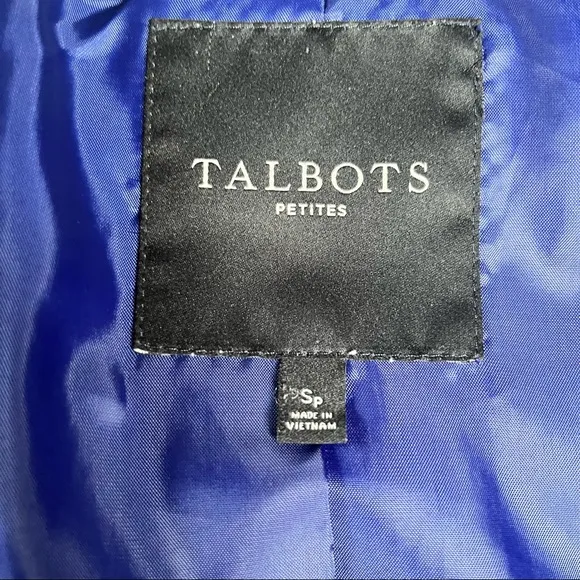 Talbots mid length puffer down jacket coat Royal Blue