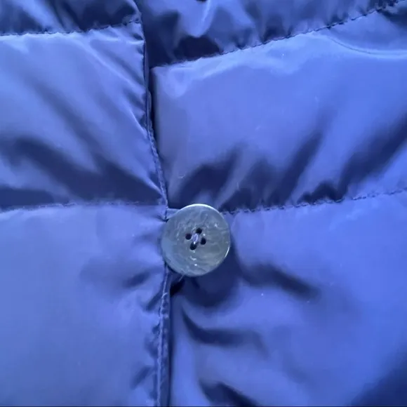 Talbots mid length puffer down jacket coat Royal Blue
