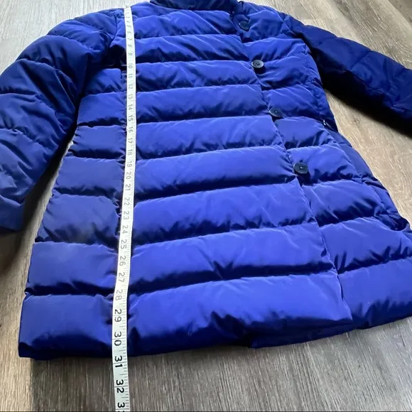 Talbots mid length puffer down jacket coat Royal Blue