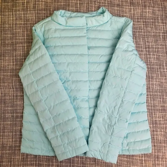 Talbots Quilted Down Puffer Jacket Flattering Sea Green Women's S