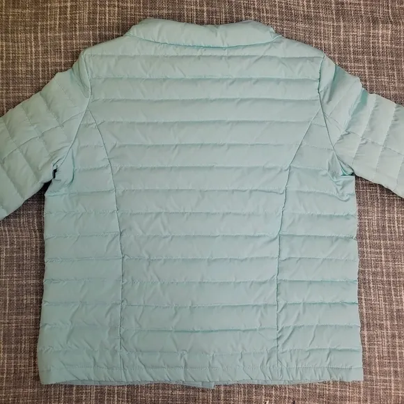 Talbots Quilted Down Puffer Jacket Flattering Sea Green Women's S