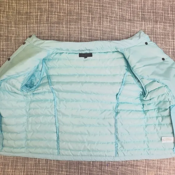 Talbots Quilted Down Puffer Jacket Flattering Sea Green Women's S