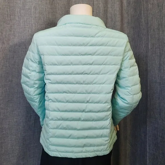 Talbots Quilted Down Puffer Jacket Flattering Sea Green Women's S