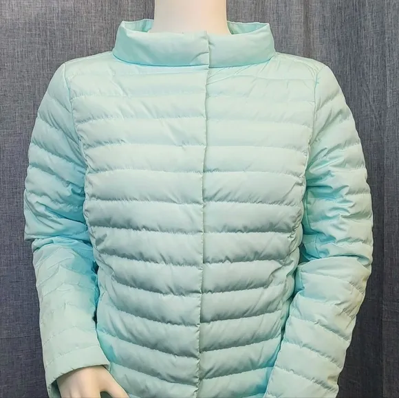 Talbots Quilted Down Puffer Jacket Flattering Sea Green Women's S