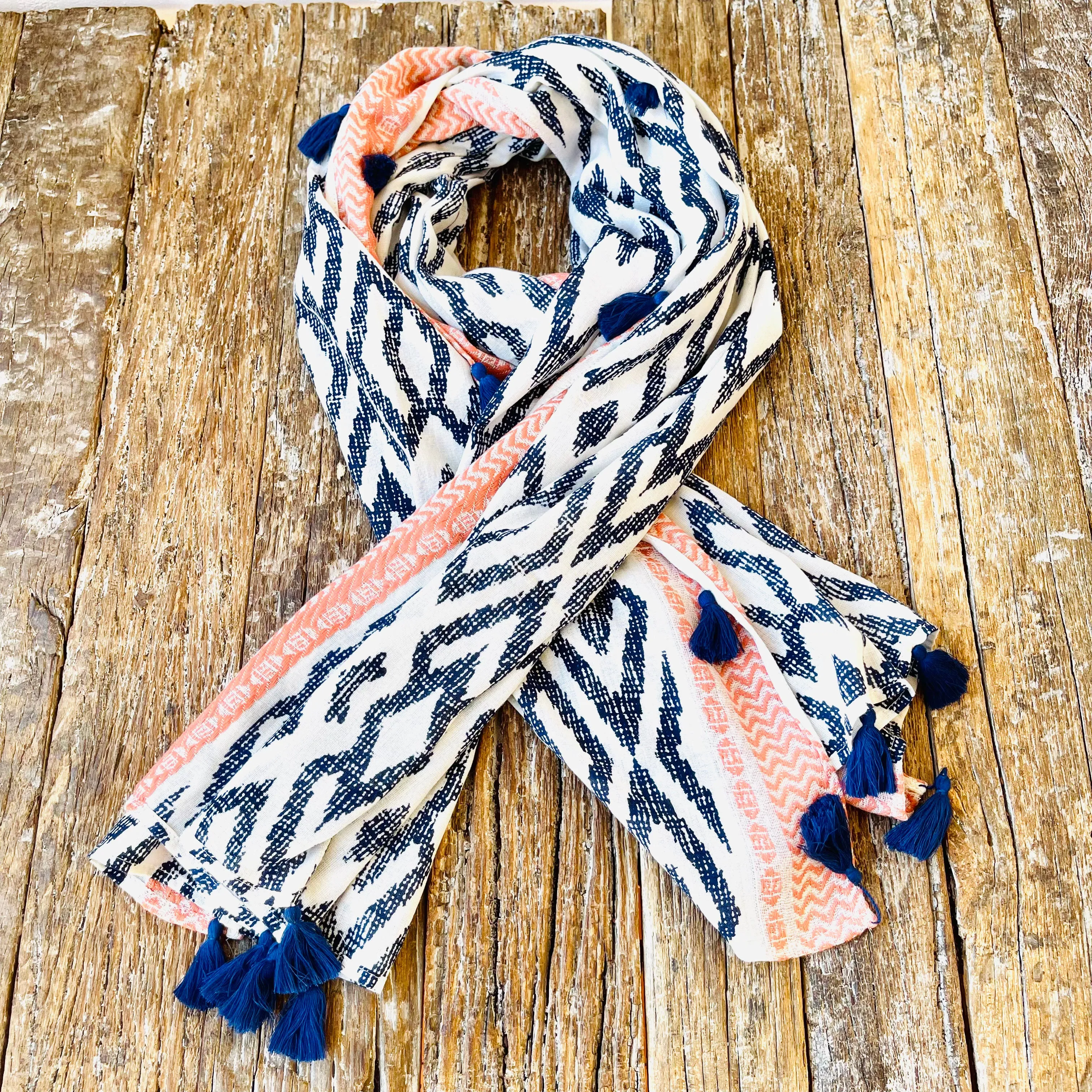 TASSELED COTTON SCARF 100x180cm