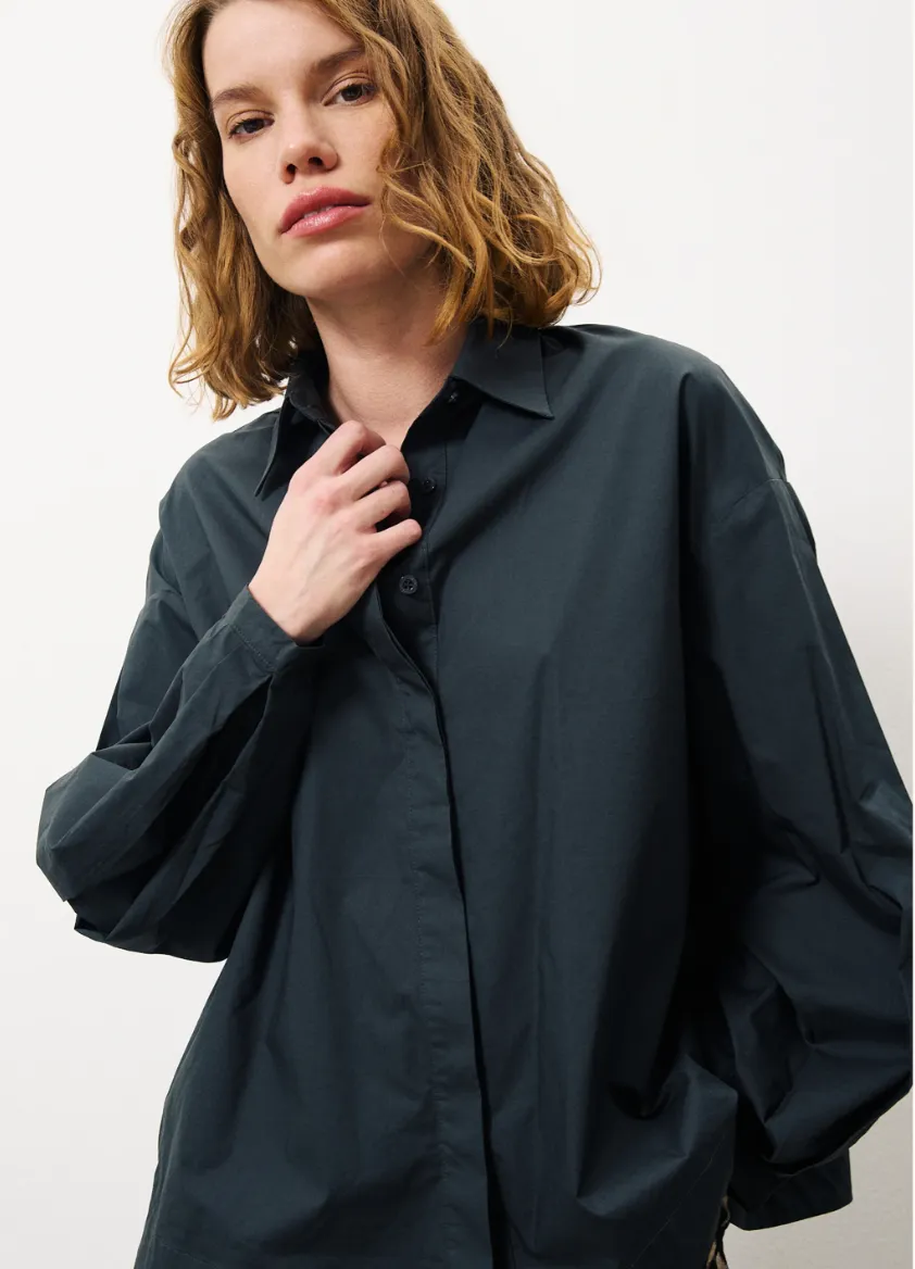 Teal Green Cotton Poplin Poet Blouse