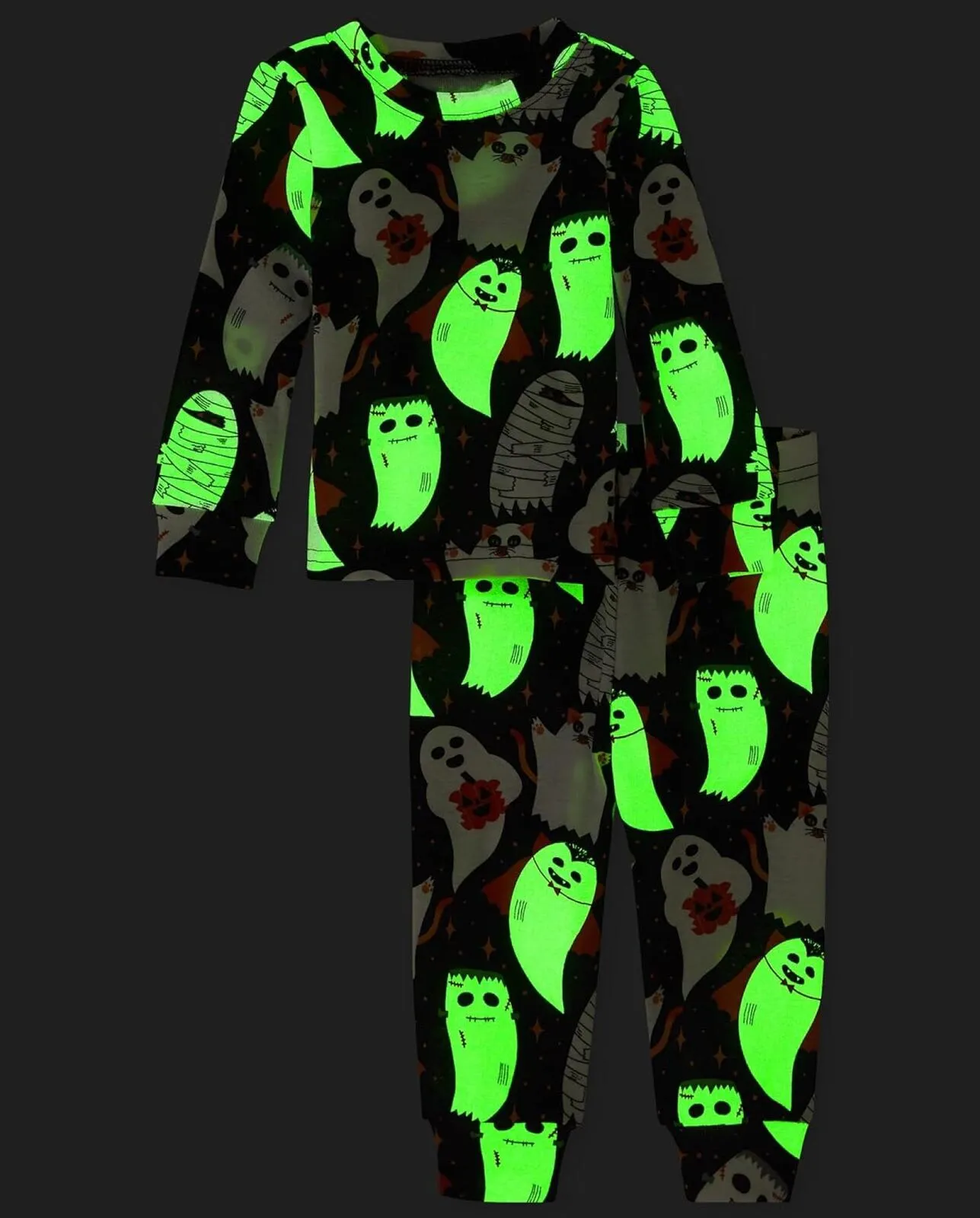 The Children's Place Baby Infant 2 Piece Pajama Set Ghosts Black 6-9 Months