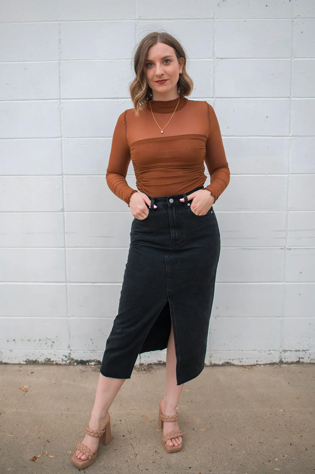 The Maya Layered Mesh Bodysuit - Chestnut