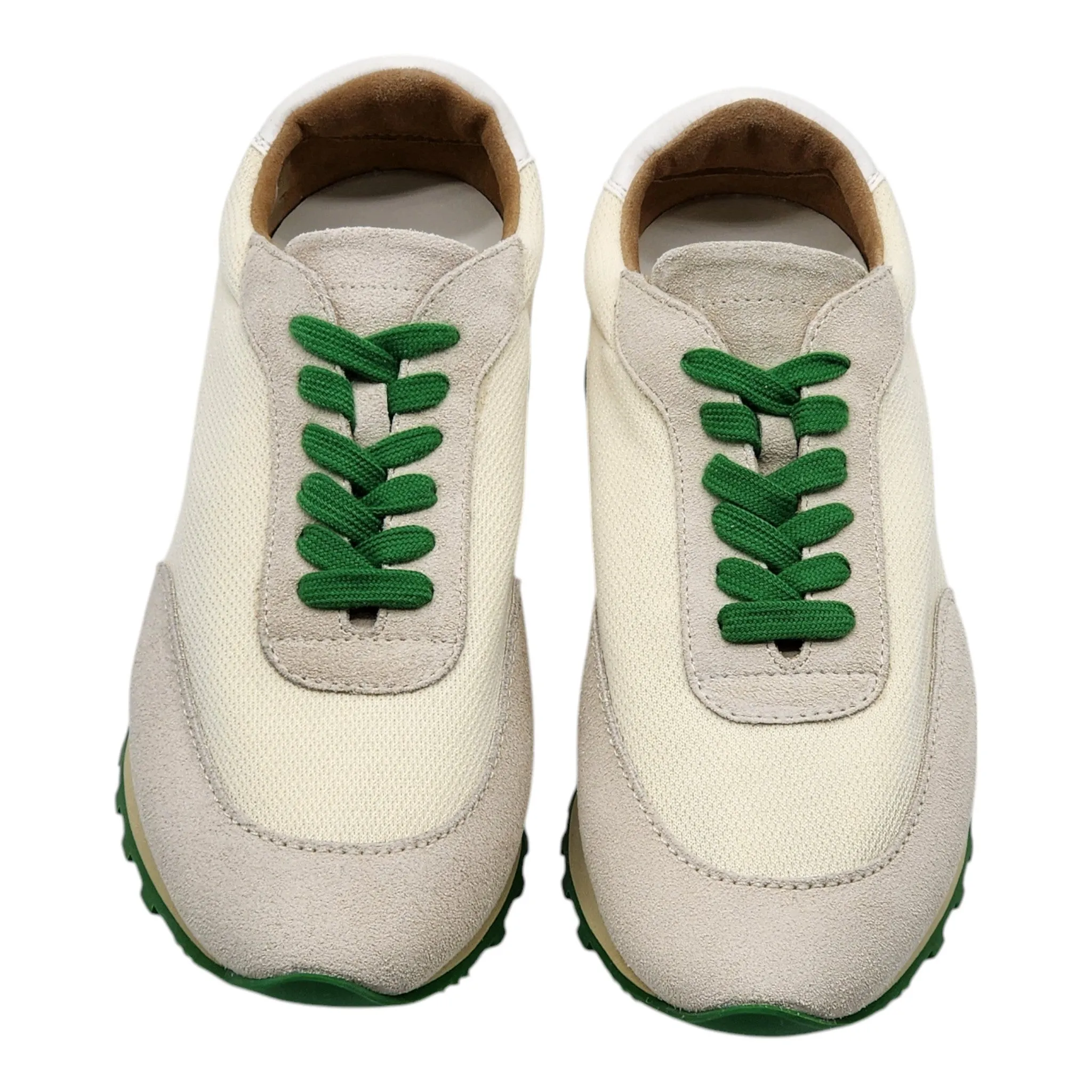 The Row Owen Runner Sneakers - Mesh and Suede - Beige/Green 35.5