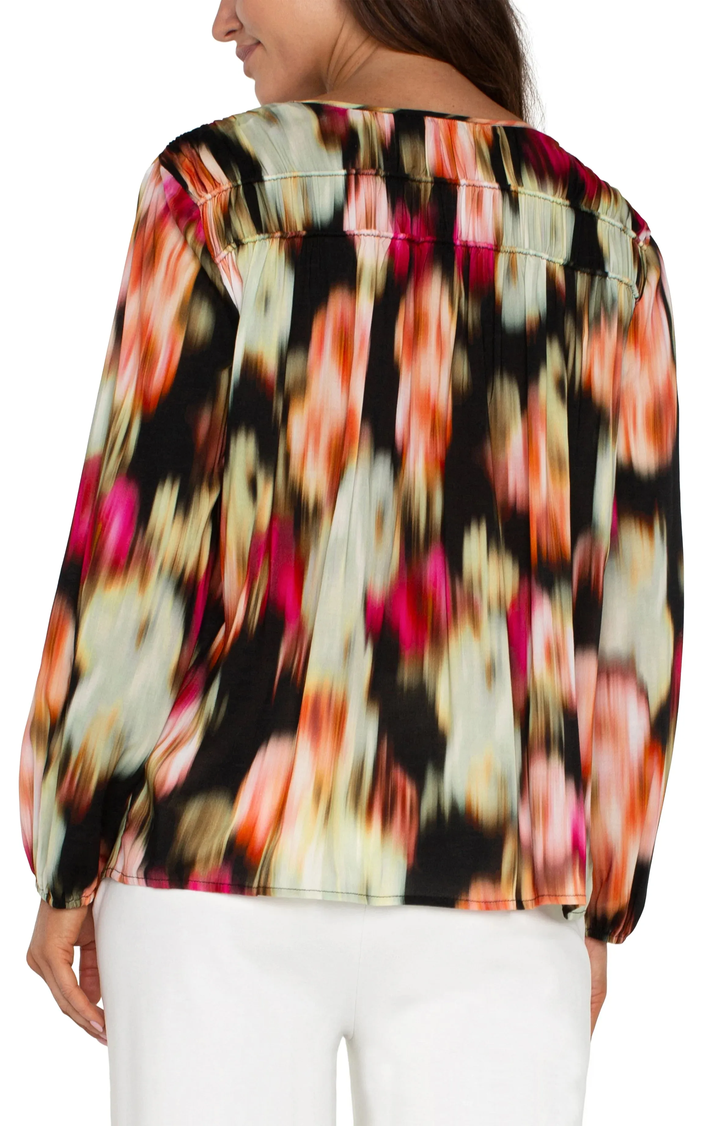 The Tasha V-Neck Shirred Floral Blouse