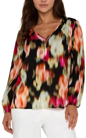 The Tasha V-Neck Shirred Floral Blouse